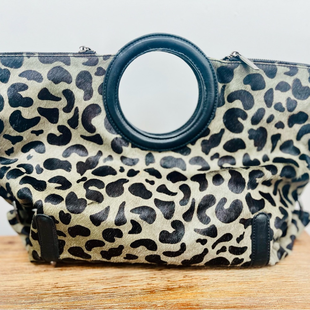 Charles Jordan Paris Leopard Print Women's Bag with Black Accents